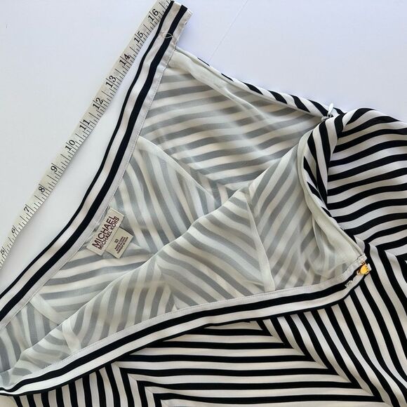 Michael Michael Kors 100% Silk Black & White Chevron Stripe Skirt Size 10 - Picture 7 of 12